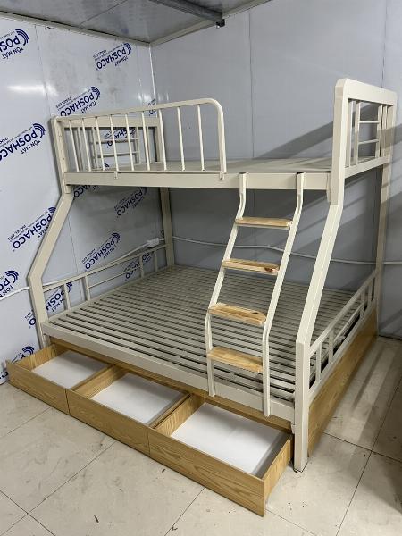 Giường 2 tấng sắt hộp khung hộp 40x80 chắc khỏe có ngăn kéo gầm giường, rộng 1m2/1m6 dài 2m siêu chắc, giường sắt giá rẻ